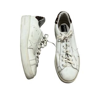 Golden Goose White Cheetah Pure Star Sneakers Size EU 44